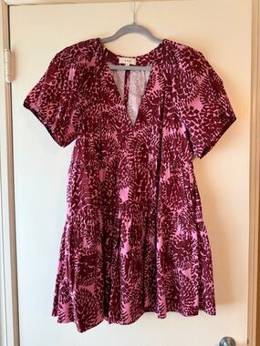 A.L.C. Pink and Burgundy Patterned Dress